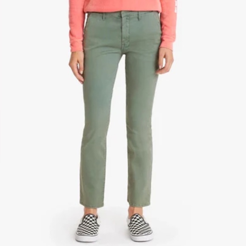 Mother The Insider Ankle Prep in Army Green High Rise Chino Pants - 29